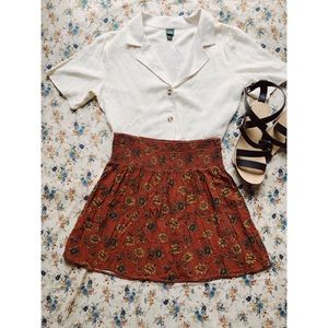 Boho Sunflower Print Mini Skirt